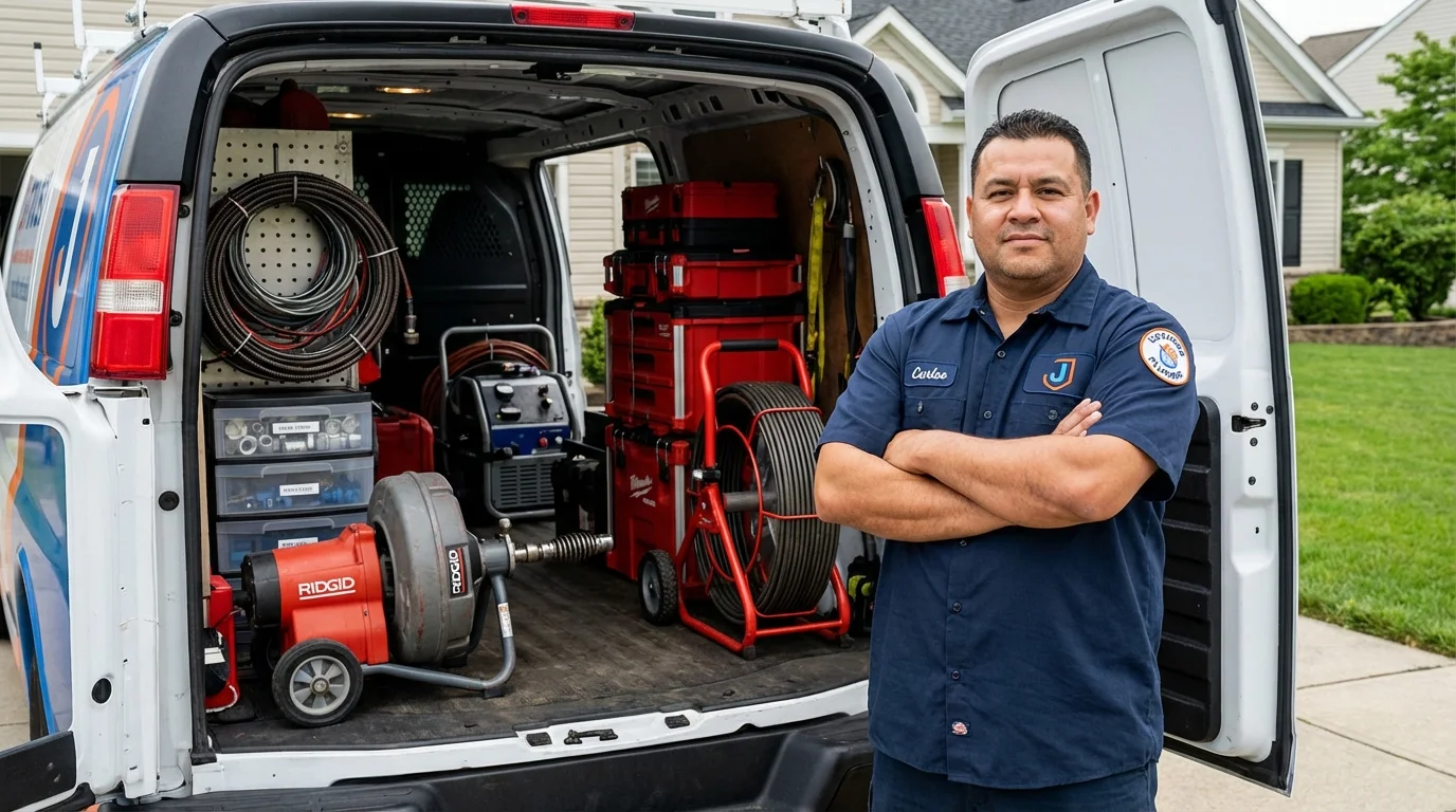 Professional drain cleaning equipment and Johns Plumbing LLC plumber in Avilla