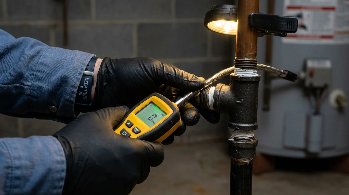 Gas leak detection with electronic sniffer by Johns Plumbing LLC in Avilla
