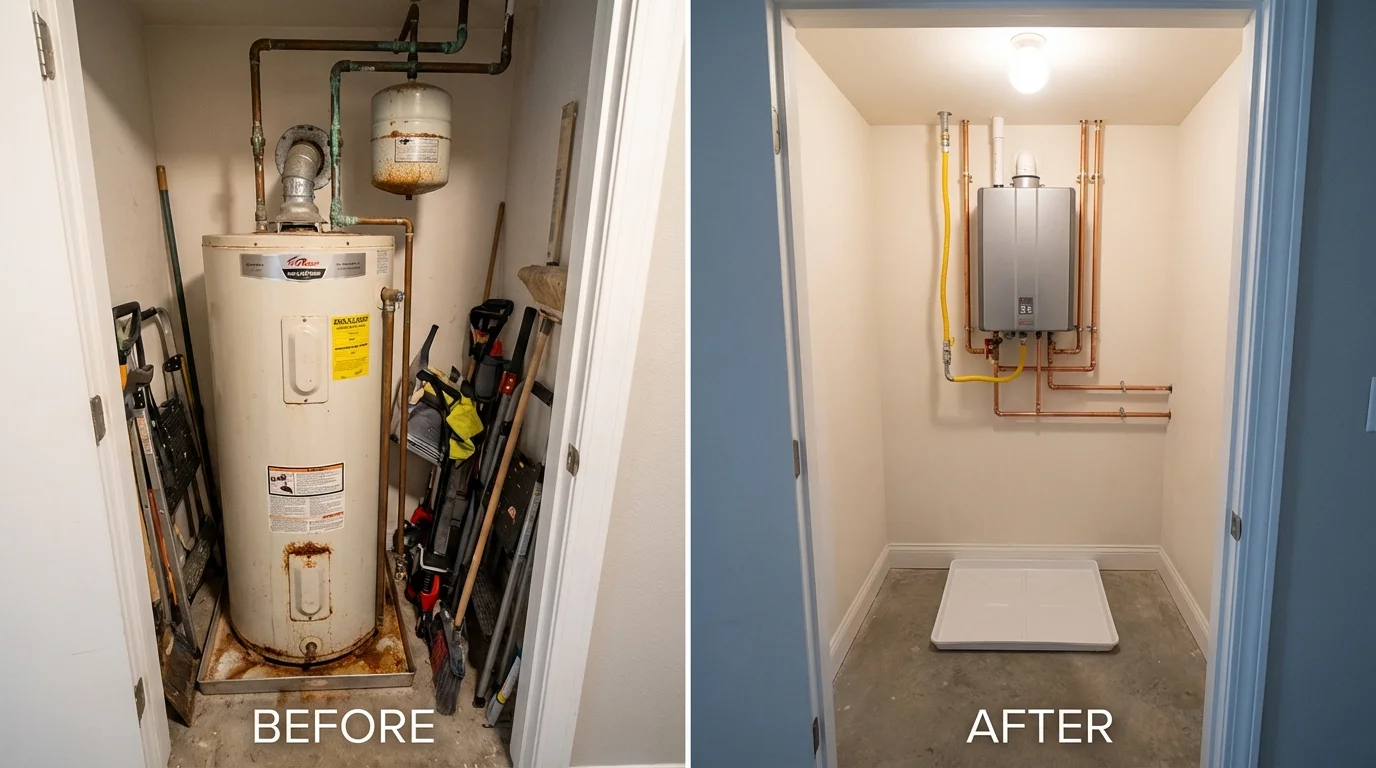 Tank water heater versus wall-mounted tankless unit comparison for Avilla, IN homeowners